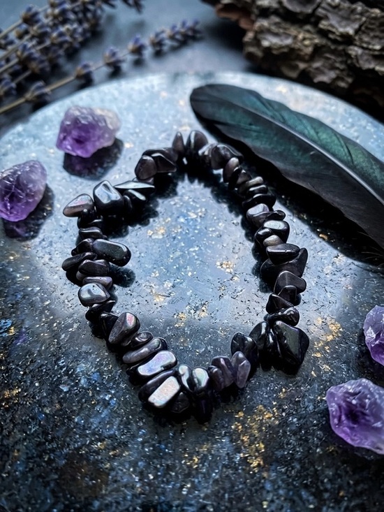 Hand Crafted Other - Hand Crafted Hematite Iridescent Black Pearl Chip Bracelet